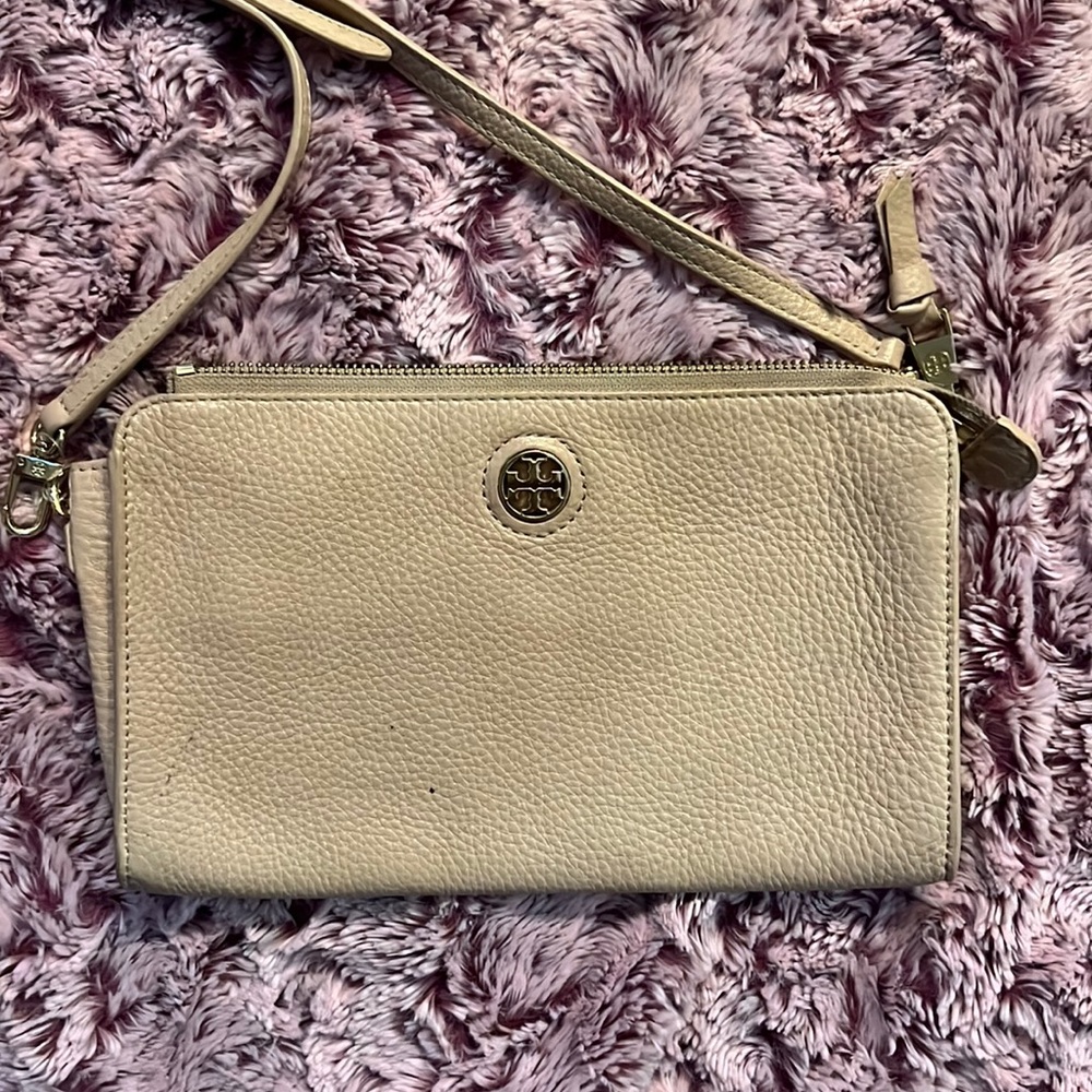 Tory Burch crossbody leather cream tan bag